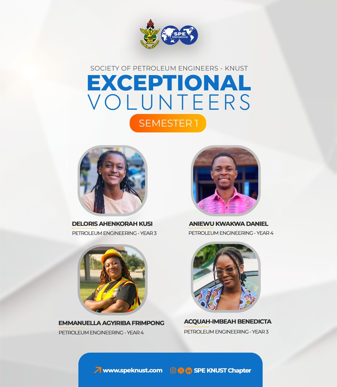 Exceptional SPE KNUST volunteers for Semester 1 2026