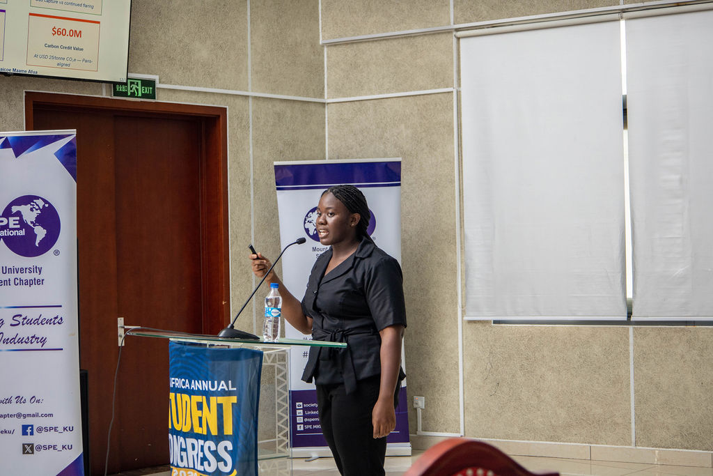 Maame Afua Nhyira Quaicoe speaking during the SPE Africa Student Congress