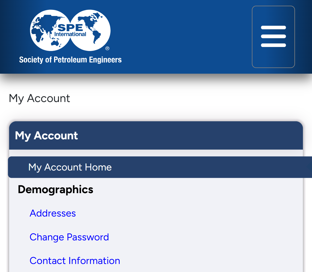 SPE account dashboard
